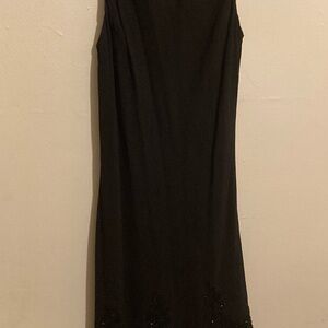 Jones New York Black Sheath Cocktail Midi Dress with Scoop Neck